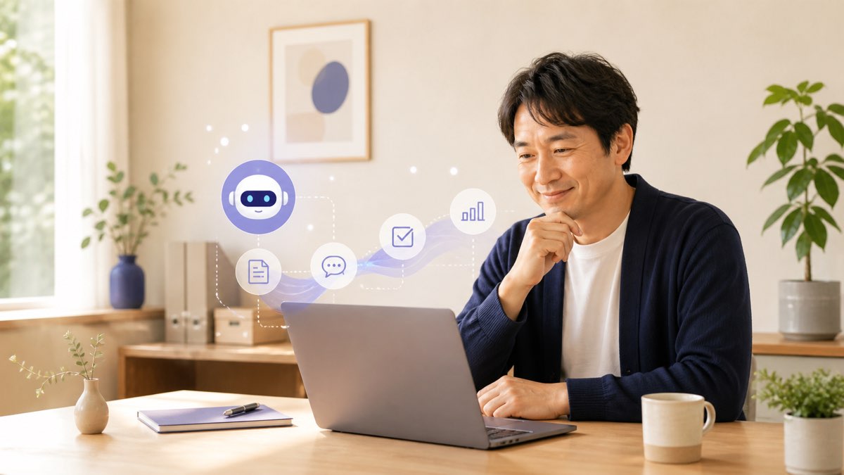 中小企業の事務作業をAIで効率化する現場のイメージ